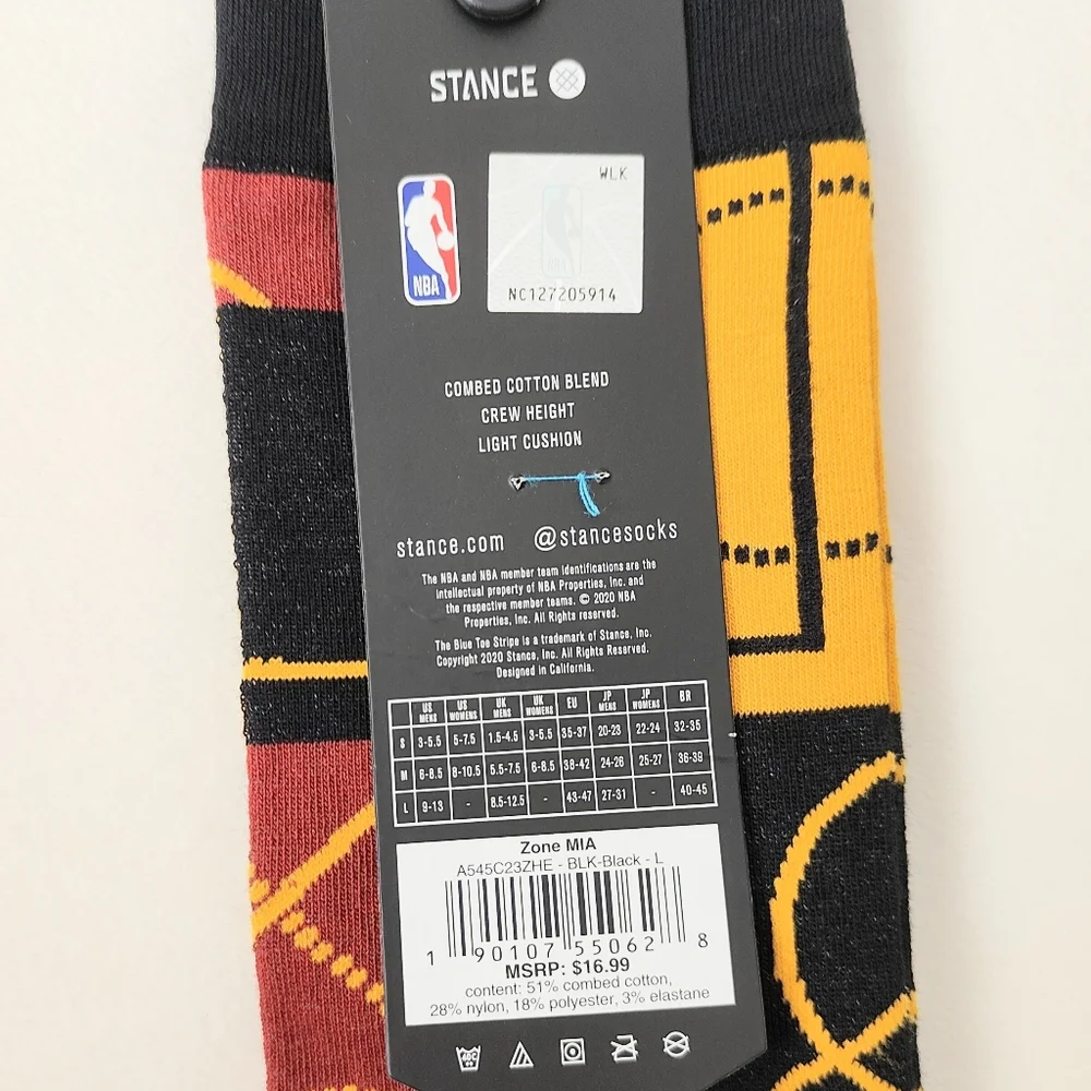 NEW! Stance Zone Miami Crew Socks Men's Large 9-13 Basketball Long Socks Casual